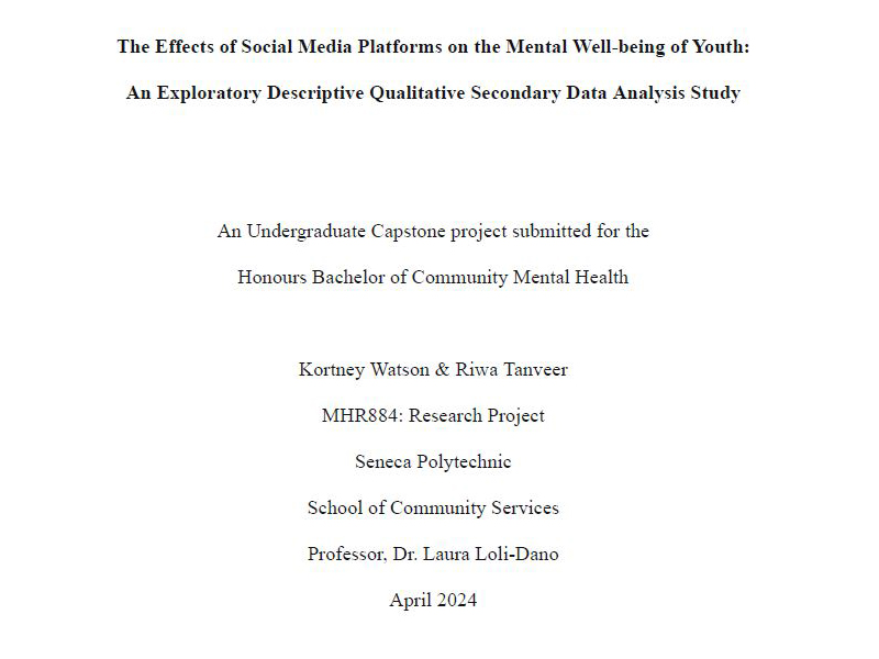 The effects of social media platforms on the mental well-being of youth: an exploratory descriptive qualitative secondary data analysis study