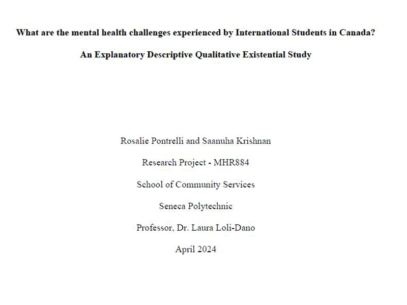 What are the mental health challenges experienced by international students in Canada? An explanatory descriptive qualitative existential study