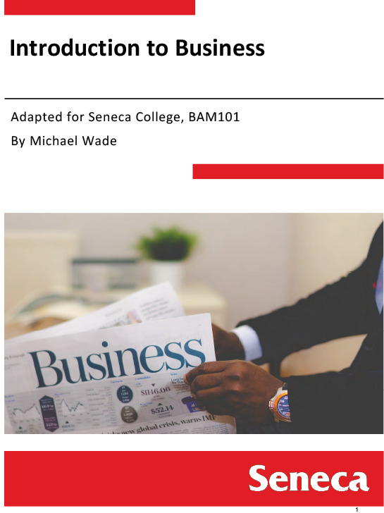 Introduction to Business: adapted for Seneca, BAM101
